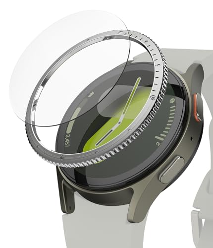 Image of Ringke Bezel Styling & Glass Compatible with Samsung Galaxy Watch 7 40mm [Combo] Anti-Scratch Stainless Steel Frame Ring Cover with HD Clear Tempered Glass Screen Protector - 40-03 (ST) Silver