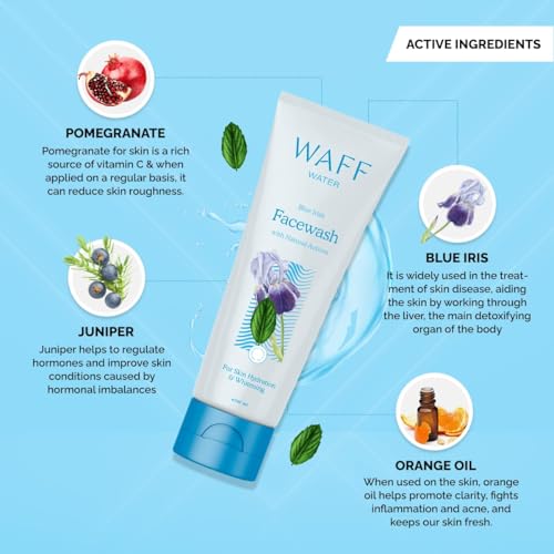 Image of WAFF Pomegranate Face Wash | Hydrating, Soothing & Deep Cleansing | Nourishes, Brightens, Helps Reduce Acne & Control Oil | Sulfate-Free, Paraben-Free, Vegan | Unisex & All Skin Types | Pack of 3