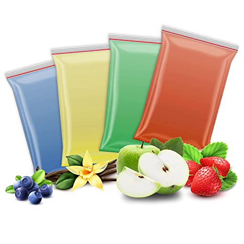 4x 200g Aromazucker | Vanille - Apfel - Erdbeere - Blaubeere | 4 Sorten Zucker mit Geschmack für Bunte Zuckerwatte / Zuckerwattemaschine | 800 Gramm gesamt Cover