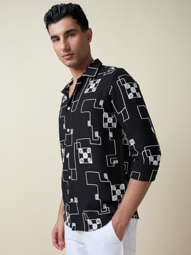 Image of Thomas Scott Mens Regular Fit Embroidered Full Sleeves Casual Shirt