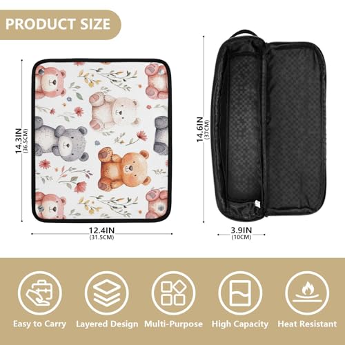 Cartoon Cute Bears Bolsa de Viaje para Herramientas de Cabello para Mujeres con Alfombrilla Térmica para Planchas, Organizador para Planchas, Rizadores y Secadores de Pelo, Esenciales Portátiles para Viaje miniatura 4