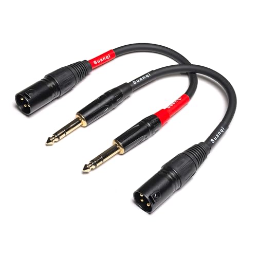 1/4 Inch TRS to XLR Male 6.35mm Balanced Signal Interconnect Microphone Cable Quarter inch to 3pin XLR Patch Cable 2Pack 8 inches