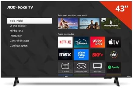 AOC Smart TV 43 Polegadas Full HD LED Roku TV 43S5155/78G, Wi-Fi,...