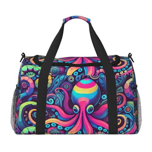 40l Gym Travel Duffel Bag Colorful Rainbow Underwater Animals Carry-On Workout Overnight Backpack