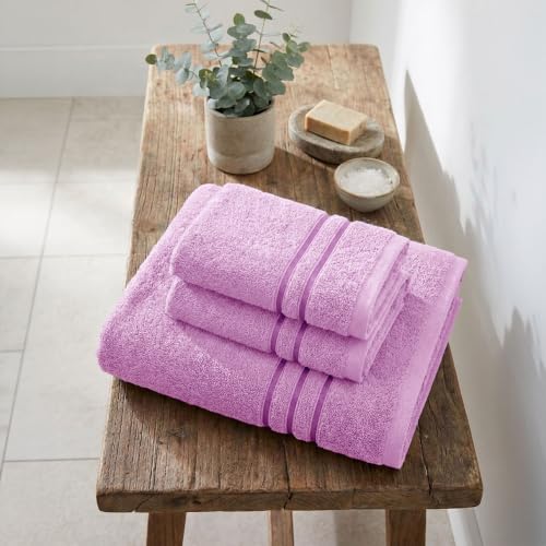 Image of MYTRIDENT Towel Set| Comfort Living | Quick Drying | Travel Friendly | for Men /Women | 3 PC Towel Set | 1 Bath (70 cm x 140 cm) 2 Hand (40 cm x 60 cm) | 100% Cotton 400 GSM - Violet Sky