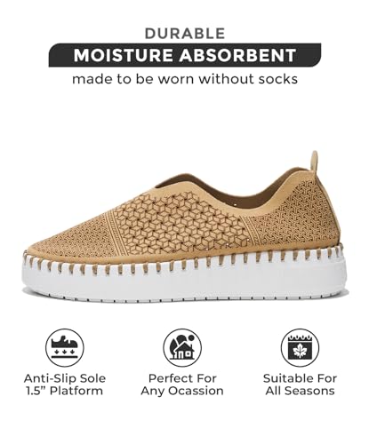 Image of Project Cloud Platform Sneakers for Women - Leather Insole Loafers for Women with Memory Foam - Casual Slip On Womens Loafers with Flexible Outsole (Aster)