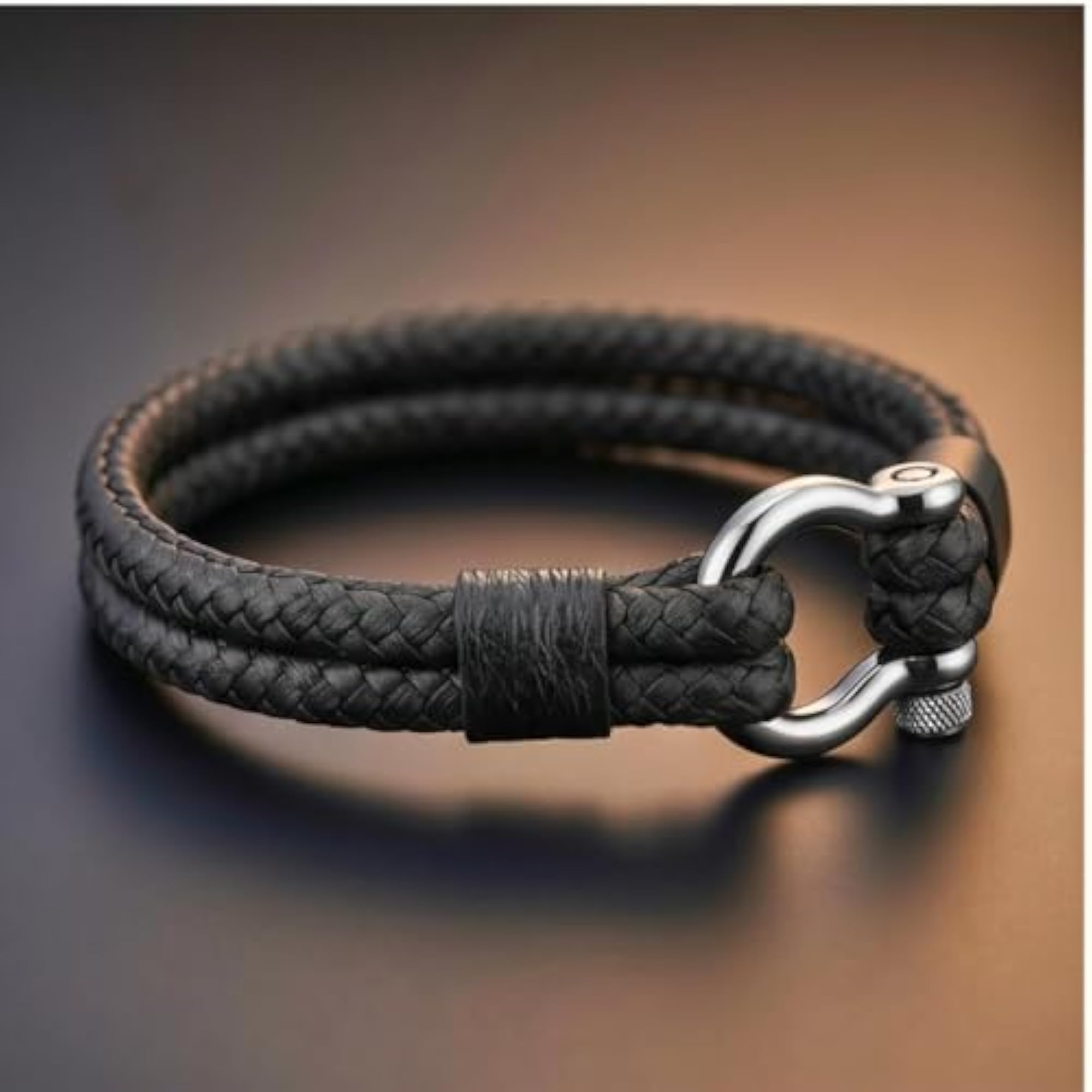Genuine Leather Braided Bracelet with Stainless Steel Clasp
