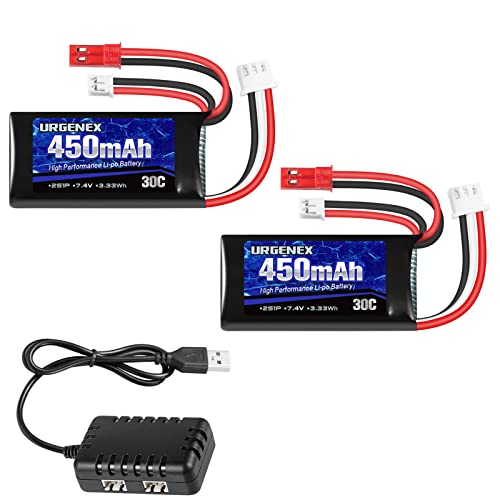 Amazon.co.jp: URGENEX 7.4V Lipo 2S 30C 450mAh 充電式リポ