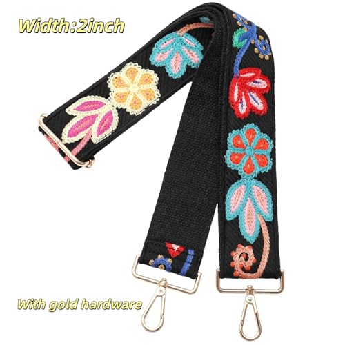 Image of Crochet Flower Purse Strap,Knit Wide Replacement Crossbody for Shoulder Strap Bag Adjustable 2inch Guitar Strap