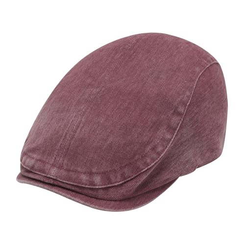 Image of ZLYC Men Cotton Flat Cap Summer Scally Ivy Gatsby Newsboy Beret Driver Cabbie Hunting Hat