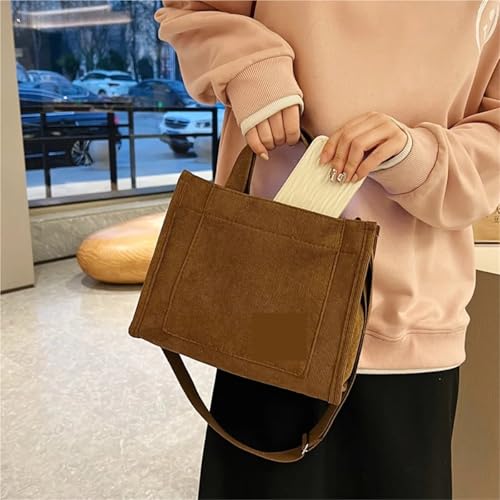 Women's Canvas Casual Tote Bag Retro Art Canvas Crossbody Bags for Women Corduroy Zipper Shoulder Handbags4