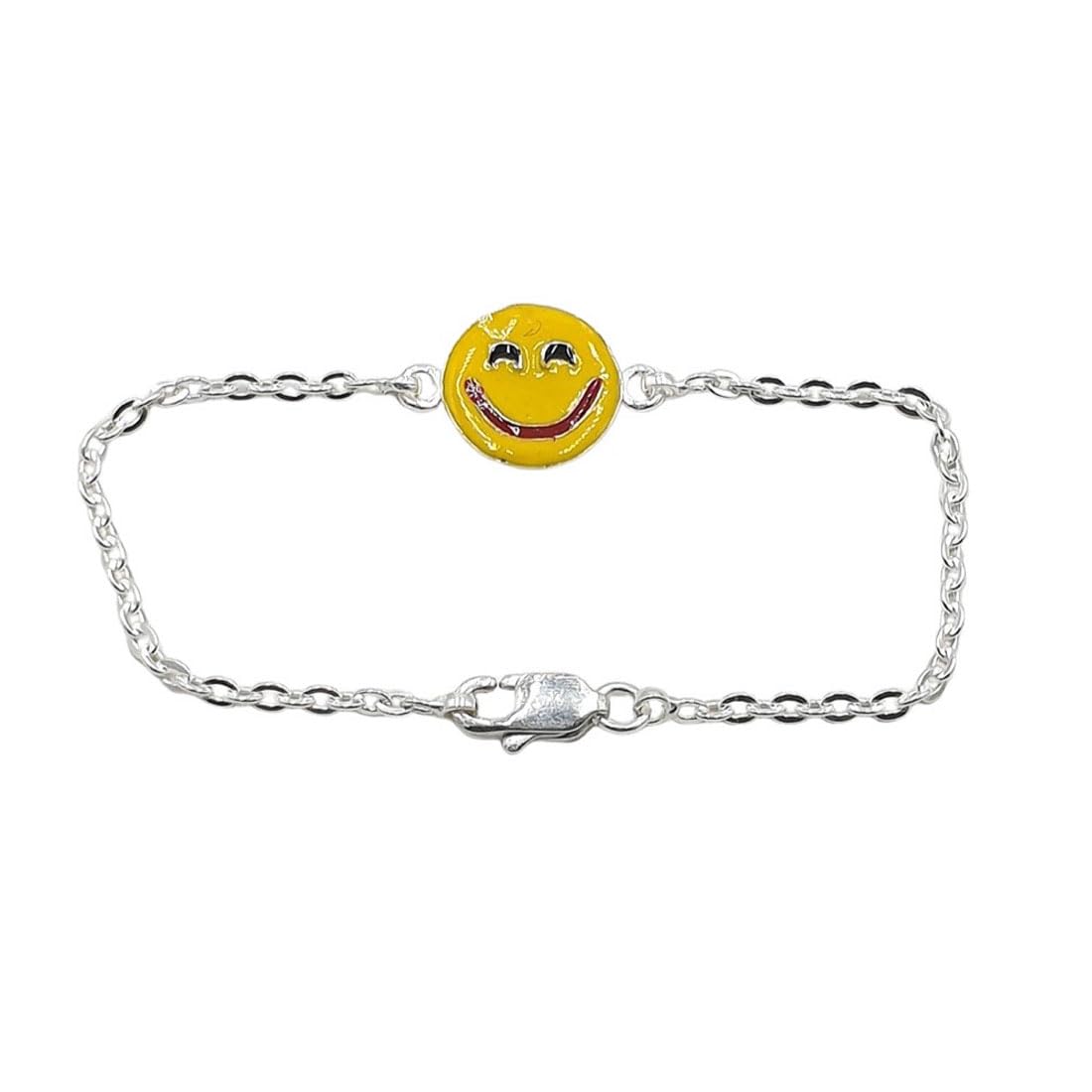 Sahiba Gems Pure Chandi Chain Baby Rakhi With Cute Design Smiley Bracelet For Babies/New Born Baby