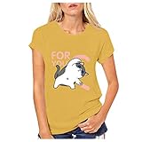 Camiseta de fiesta de manga adulto día pareja hombre gato dibujos animados tops día de San Valentín mujer camiseta larga y mujeres camisetas top puf, amarillo, S