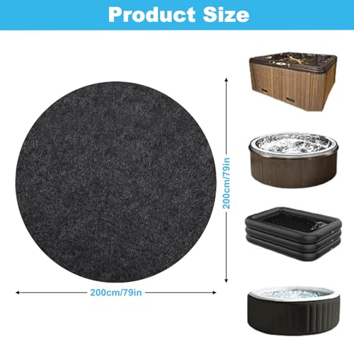 Miniatura 6 de Colchoneta De Hidromasaje De 200 Cm, Base De Piscina Antideslizante Redonda, Base De Piscina Antideslizante Impermeable Para Exterior, Colchoneta De Piscina, Lona De Suelo De Piscina Plegable