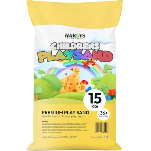Hardys Play Sand For Kids - Soft Fine Kids Sand Screened for Sandpits Sensory Trays and Tables - Clean Safe Outdoor & Indoor Playsand Made In UK (15KG)