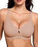 Gailife Bras for Women No Underwire Jelly Bras Wave Wireless Bras Seamless Full Coverage Bralettes Everyday Bras Cream Coffee L