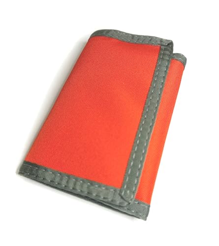 Trifold Wallet w/Inside ID. Hook n Loop Closure. Made in USA (Bright Orange w/Foliage Trim)4