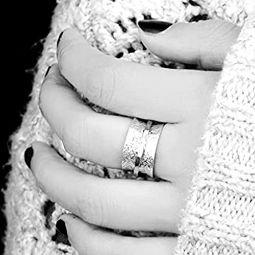 Jude Jewelers Stainless Steel Floral Pattern Chunky Size Rotating Spinner Band Ring3