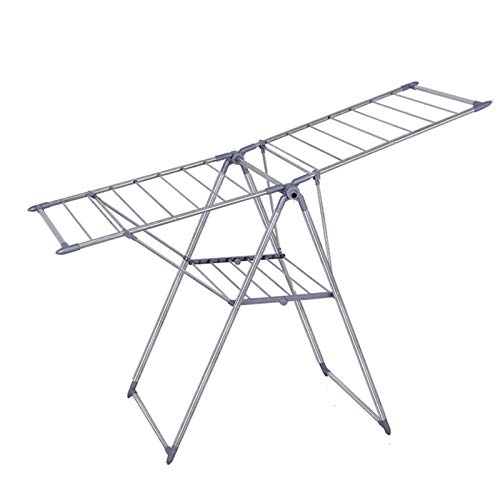 Aiaoi Drying Rack, Folding Clothes Airer Two Layers Stainless Steel Non-slip (gray, 3 Specifications) (Color : Gray, Size : Large)