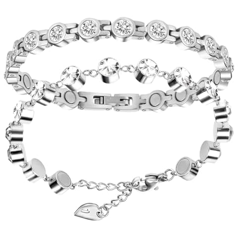 JEROOT Magnetic Bracelets for Women, Stainless Steel Bracelets, Women's Bracelets for Jewelry Gift Cubic Zirconia Bracelets Cover