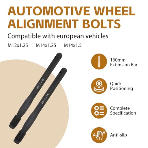 lalago 2-TLG Edelstahl Radmontagehilfe-Satz, M14x1,25, Kfz Auto Rad Montagehilfe Fixierbolzen, Radwechsel Helfer Werkzeug, Radmontagewerkzeug, Radausrichtungswerkzeug, Radwechsel Felgen Zentrierhilfe