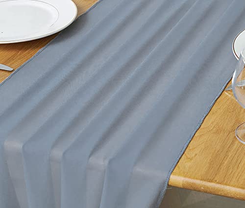 10Pcs 10Ft Table Runner 29X120 Inches Dusty Blue Sheer Chiffon Table Runner For Romantic Wedding Decorations, Party, Bridal Baby Shower, Event Decorations（10Pcs, Dusty Blue） #TOP1