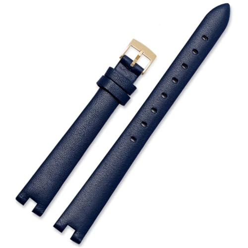 YSABVCP Passend for Gucci Ya141501 Ya141401 Serie Damen-Uhrenarmband Fit for Kerbe, Lederarmband, 14 mm(Blue-Golden-K12)