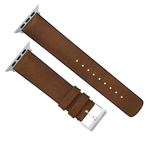 Image of BARTON WATCH BANDS- Black Leather and Rubber Hybrid - Choose Color & Size - Compatible with All Apple Watches (Ultra, SE, 8, 7, 6, 5, 4, 3, 2, 1) - 38mm, 40mm, 41mm, 42mm, 44mm, 45mm, 49mm