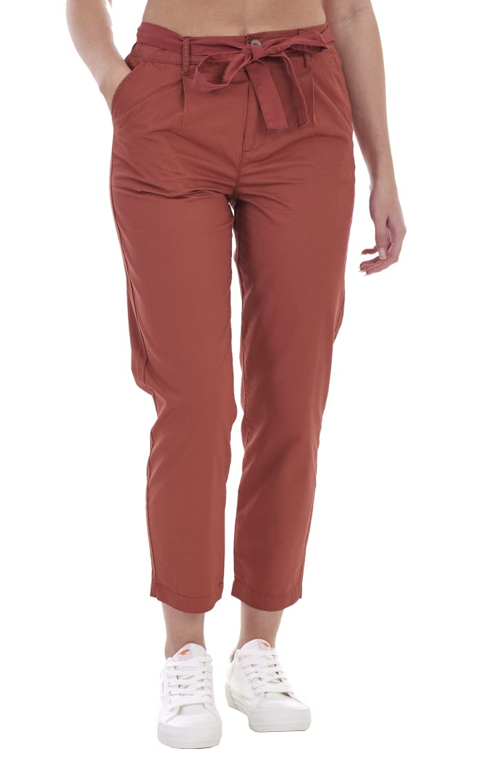 ChicWhisperLadies Elasticated Tie Belt Cropped Chino Trousers