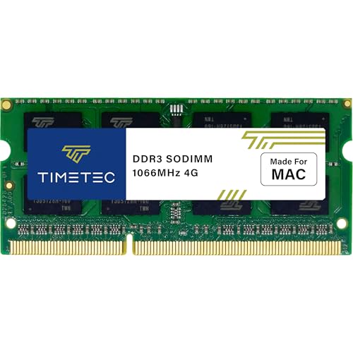 Timetec 4GB compatível para Apple DDR3 1067MHz/1066MHz PC3-8500 CL7 Dual Rank para Mac Book, Mac Book Pro, iMac, Mac Mini atualização de memória Mac RAM SODIMM