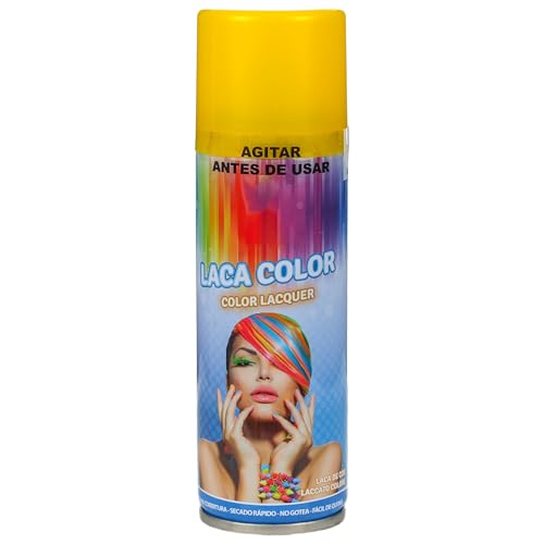 Spray Temporal con Color para Cabello - Efecto Vibrante, Fácil Lavado, Apto para Todos los Tipos, Secado Rápido, Ideal para Fiestas y Eventos, 125ml (Color Amarillo, 1 unit)