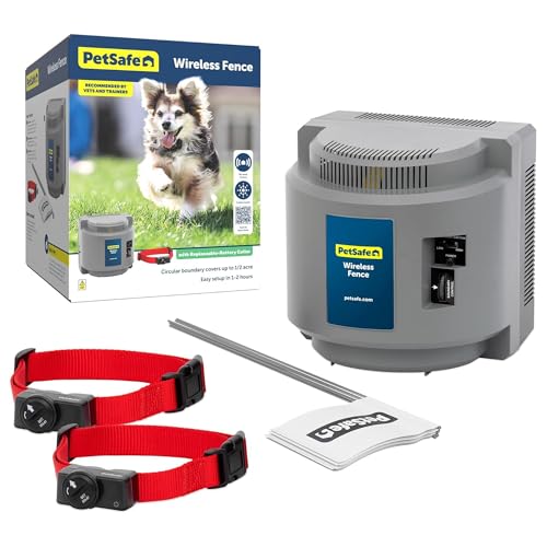 PetSafe Wireless Containment Fence for 2 Dogs - No Wire to Bury - Covers Acre Yard - for Dogs 5 Lb. and Up - from the Parent Company of Invisible Fence Brand