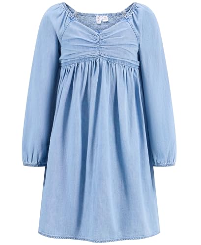 Roxy Girls' Lightweight Denim Long Sleeve Dress, Stylish & Comfortable, Casual Fit