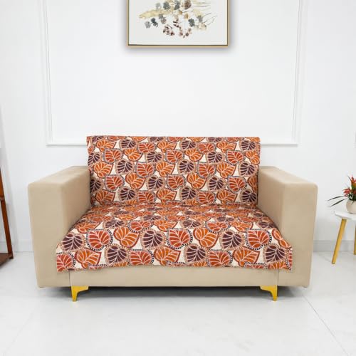 Image of Homerz Premium Printed Quilted Velvet Sofa Slip Cover Protector, Sofa Mat, Exact Size, Antislip Cover (Bloomora, 2 Seater, Full)