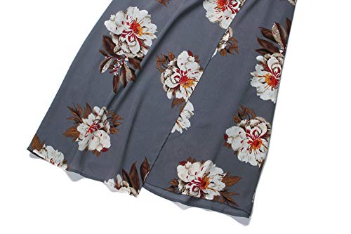 Zesica Women's Halter Neck Floral Print Backless Split Beach Party Maxi Dress,Grey,Small #TOP7