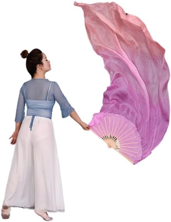 Light Purple Silk Dance Fan Real Belly Stage Performance Props Fans Hand-dyed Multiple Colors Veils