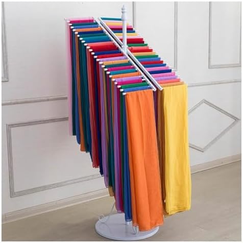 Freestanding Scarf Display Rack - Double-Sided Metal Organizer for Scarves, Ties, Belts, and Towels - Space Saving Design (White 50x170cm(50))