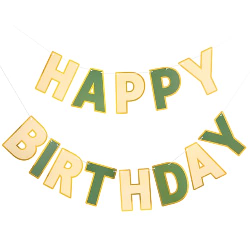 Image of Pre-Strung Happy Birthday Banner Brown Green Party Decorations