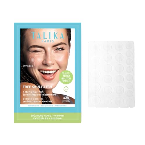 Talika Free Skin Patches, Invisible Spot Cover, Absorbs Fluid & Reduces Redness, With Salicylic Acid in Blemishes and Pimples, Fast-Acting, 24 Count, 3 Sizes