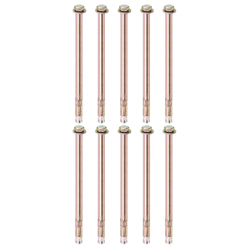 M METERXITY 10-Pack Hex Expansion Bolt, M6x150mm Colored Galvanized Iron-Carbon Steel External Hex Expansion Bolts, Anti-Corrosion Metal Bolt for Concrete/Dry Brick/Block Walls