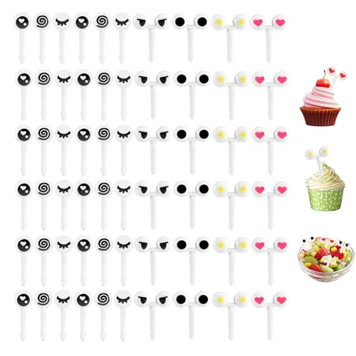 Laeeyin Mini Tenedores de Frutas con Dibujos Animados Bento, Palillos de Dientes, Accesorios para Comida, Pinchos para Adultos, Postres, Fiestas Infantiles