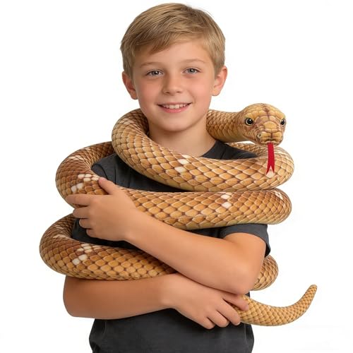 Mukouxun 112 Inch Stuffed Animal Snake Giant Stuffed Snake Kids Toys Stuffed Animal Prank Props Plush Giant Anaconda (Brown)