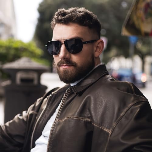 DUCO Aviator Sunglasses For Men Polarized Sunglasses Men UV Protection Carbon Fiber Temple Mens Sun glasses For Driving 30513