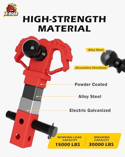 Image of Towing Hitch Step for 2 inch Receivers, Trailer Hitch with 2-Inch Ball Hitch and Trailer Hitch Pin, Drop Forged Steel Truck Hitch Step, 14 Ton (30000 Lbs) Max Break Strength Tow Hitch Receiver, Red