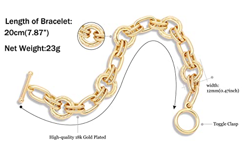 Sofybja 18K Gold Plated Chunky Wide Cuban Curb Oval Rolo Link Chain Bracelets For Women Rope Bracelets Handmade Jewelry For Women thumb #2