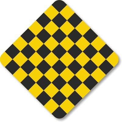 Traffic Control Sign: Checkerboard Traffic Symbol - Square Metal Tin Sign - 12x12 Inch Safety and Warning Notice for Residential, Commercial, and Industrial Use