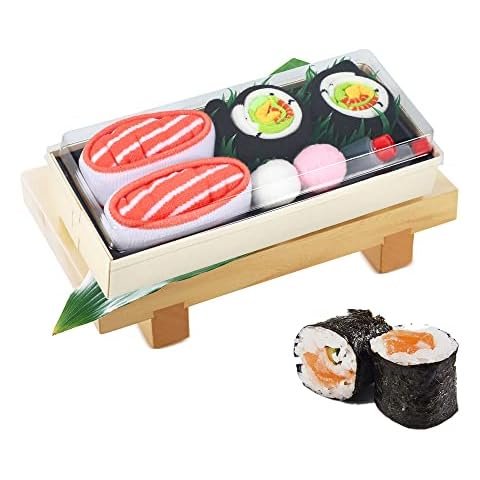 Funny Sushi Shaped Socks - Funny Gifts for Women Girls Teens - Novelty Fun Cute Crazy Funky Food Silly Cotton Socks Birthday Christmas Gifts (2 pairs) Cover