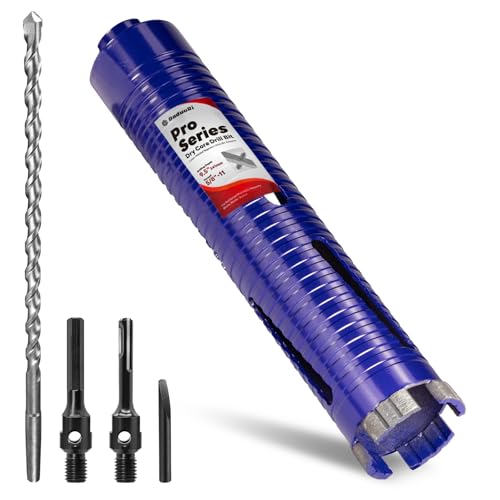 DaduoRi 2' Core Drill Bit with Pilot Bit & Adapters(SDS Plus and 1/2' Hex), 5/8'-11 Thread, 9.5' Depth, Upgraded-Welded Segments Diamond Core Bits for Concrete, Masonry, Brick Block