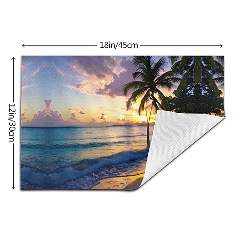 Sets de table lavables lot de 6 avec imprimé plage Jamaïque pour nappe et table - 4