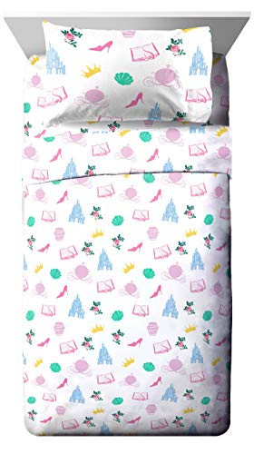Disney Princess Sassy Full Sheet Set - Super Soft and Cozy Kid’s Bedding Features Rapunzel & Sleeping Beauty - Fade Resistant Polyester Microfiber Sheets (Official Disney Product)